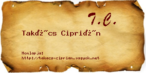 Takács Ciprián névjegykártya